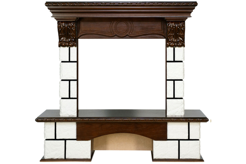 Каминокомплект Pierre Luxe - Белый / Темный дуб с очагом Vision 23 EF LED 3D FX