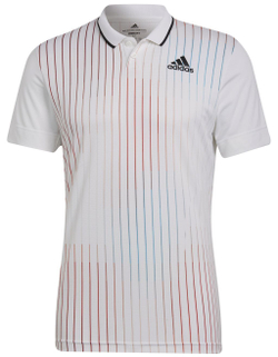 Теннисное поло Adidas Melbourne Polo M - white/legacy burgundy/sky rush