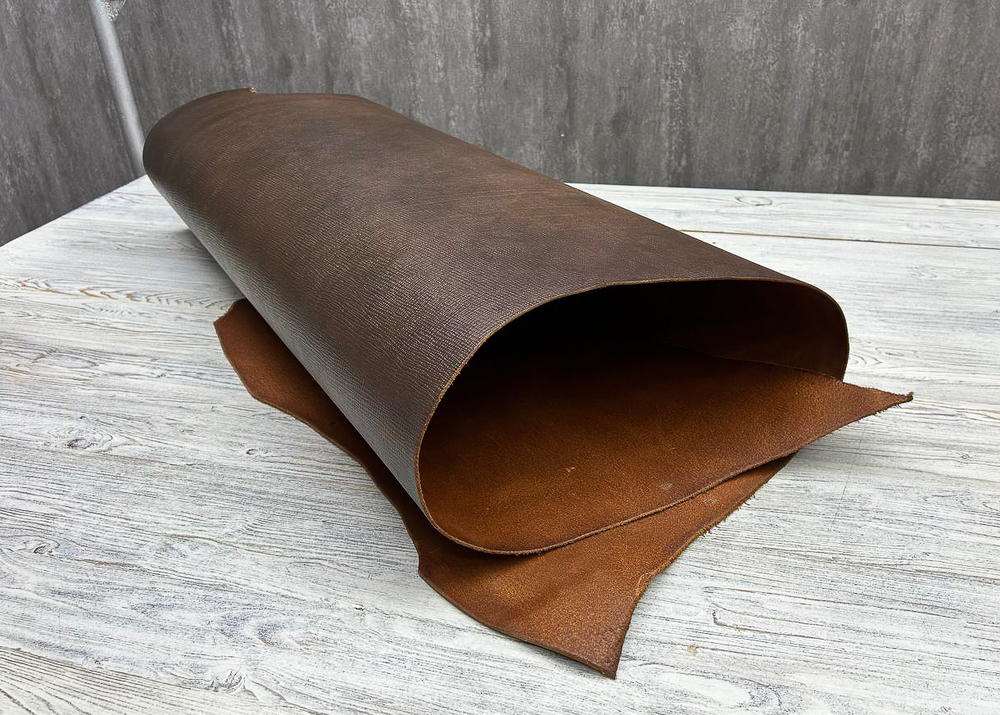 Сафьяно цв. Оливковый / Saffiano Oliva Brown, толщ. 3,0+ мм, ременная кожа