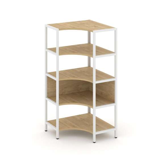 Shelf System Односекционный угловой стеллаж четырехярусный SN.STMU-411 Тиквуд Светлый/Металл Белый 8