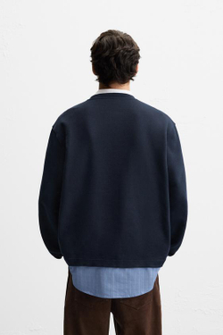 ZARA ХУДИ С КОНТРАСТНЫМ НИЗОМ, МОРСКОЙ СИНИЙ