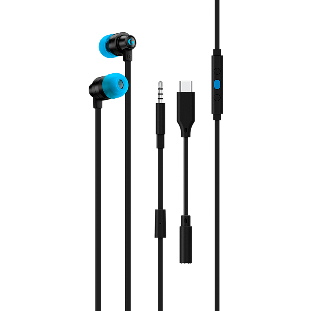 LOGITECH G333 Wired Gaming Earphones - BLACK - 3.5 MM