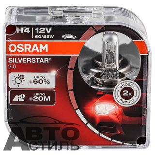 Автолампа H4 12V 60/55W P43t Osram  + 60% SILVERSTAR (64193SV2-HCB_ DuoBox) к-т