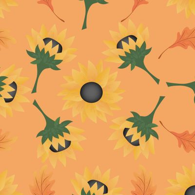 Подсолнухи на оранжевом