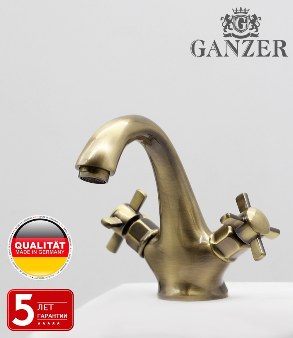 15011-D Смеситель для умывальника (БРОНЗА) "GANZER