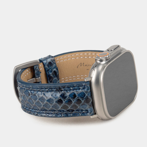 Ремешок для Apple Watch Ultra 49mm из кожи питона, синего цвета