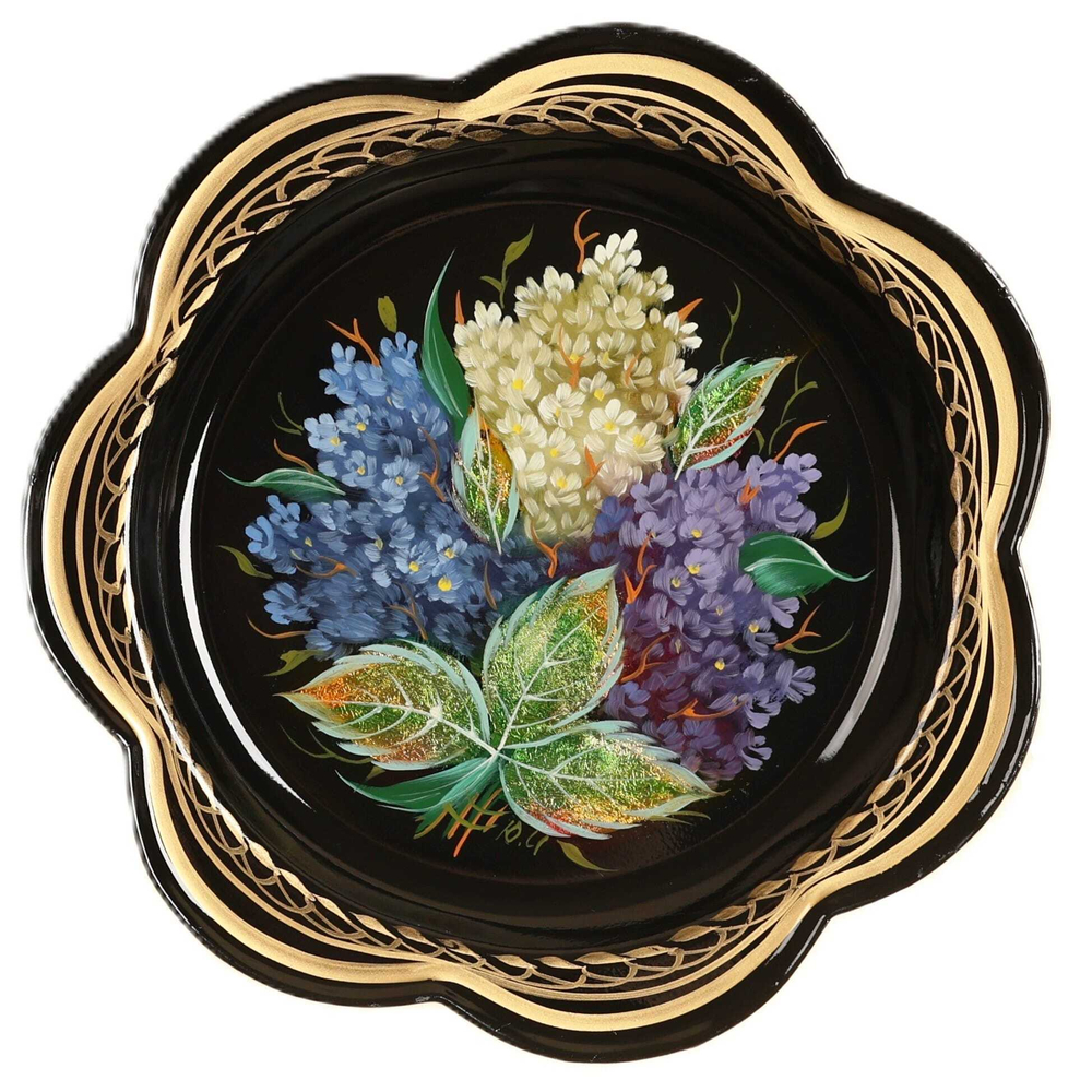 Жостовский поднос декоративный, размер 18 см (A1), металлический