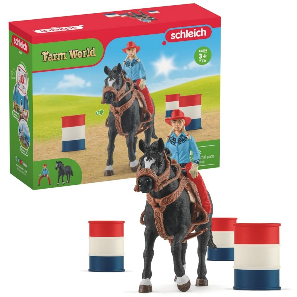 Schleich - Ковбойка и гонка вокруг бочек 42576