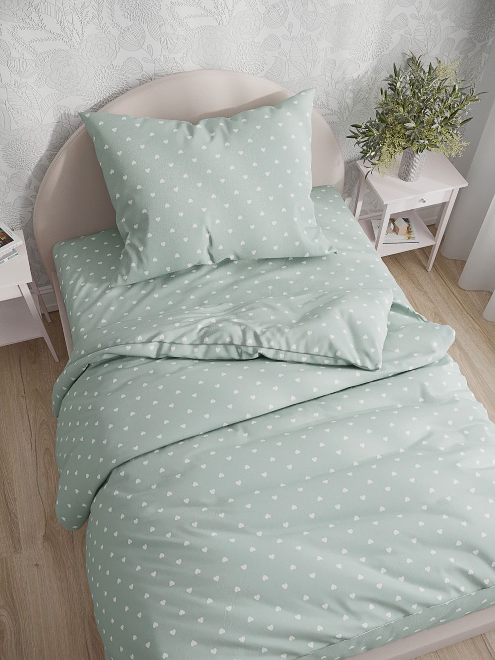 Постельное белье перкаль Сказка "Николь" 1,5-сп Наволочка 50х70 см 1 шт Простынь 150x215 см Пододеяльник 145x215 см