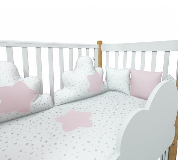 Набор в кровать для новорожденных Lollycottons Облака, Розовый