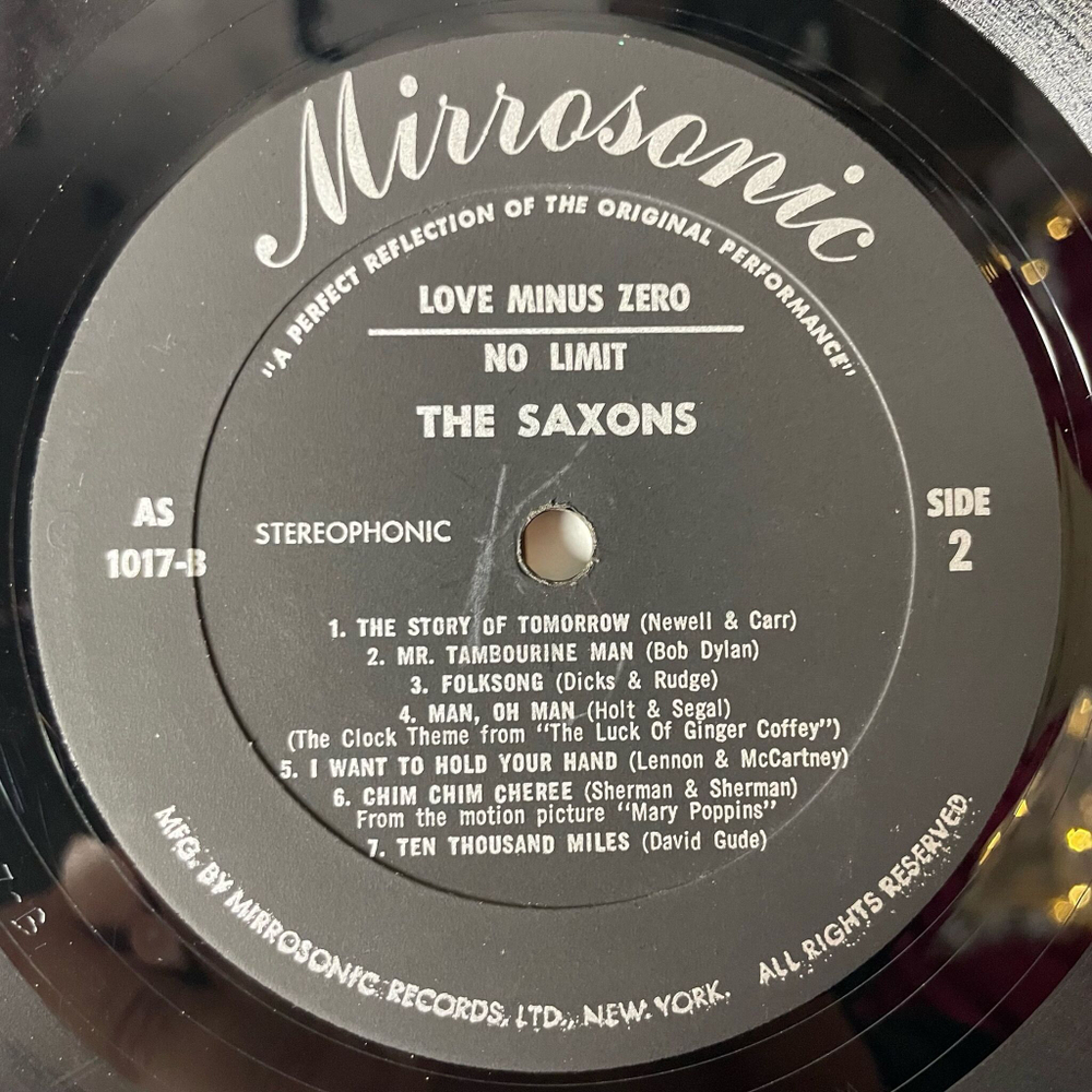 Винтажная виниловая пластинка LP The Saxons Love Minus Zero, No Limit (USA 1966)