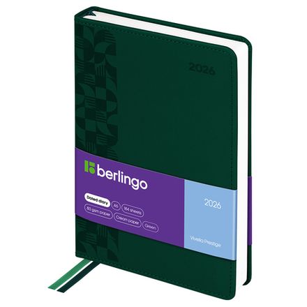 Ежедневник 2026г. А5, Berlingo Vivella Prestige, кожзам, зеленый, 184л