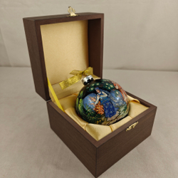 Шар новогодний с ручной росписью Палех "Снегурочка" в футляре