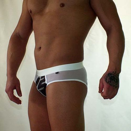 Трусы мужские брифы черные с полупрозрачной вставкой Van Baam 38133