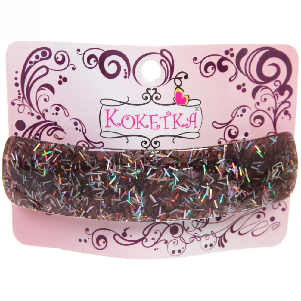 Заколка автомат «Lady Collection - Блеск», овал., 6 цветов, 9*2,5см (Кокетка)