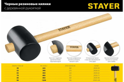 Чёрная резиновая киянка STAYER 340 г 20505-55