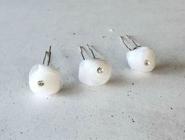 Набор шпилек "Розы" органза, 10 шт, белый