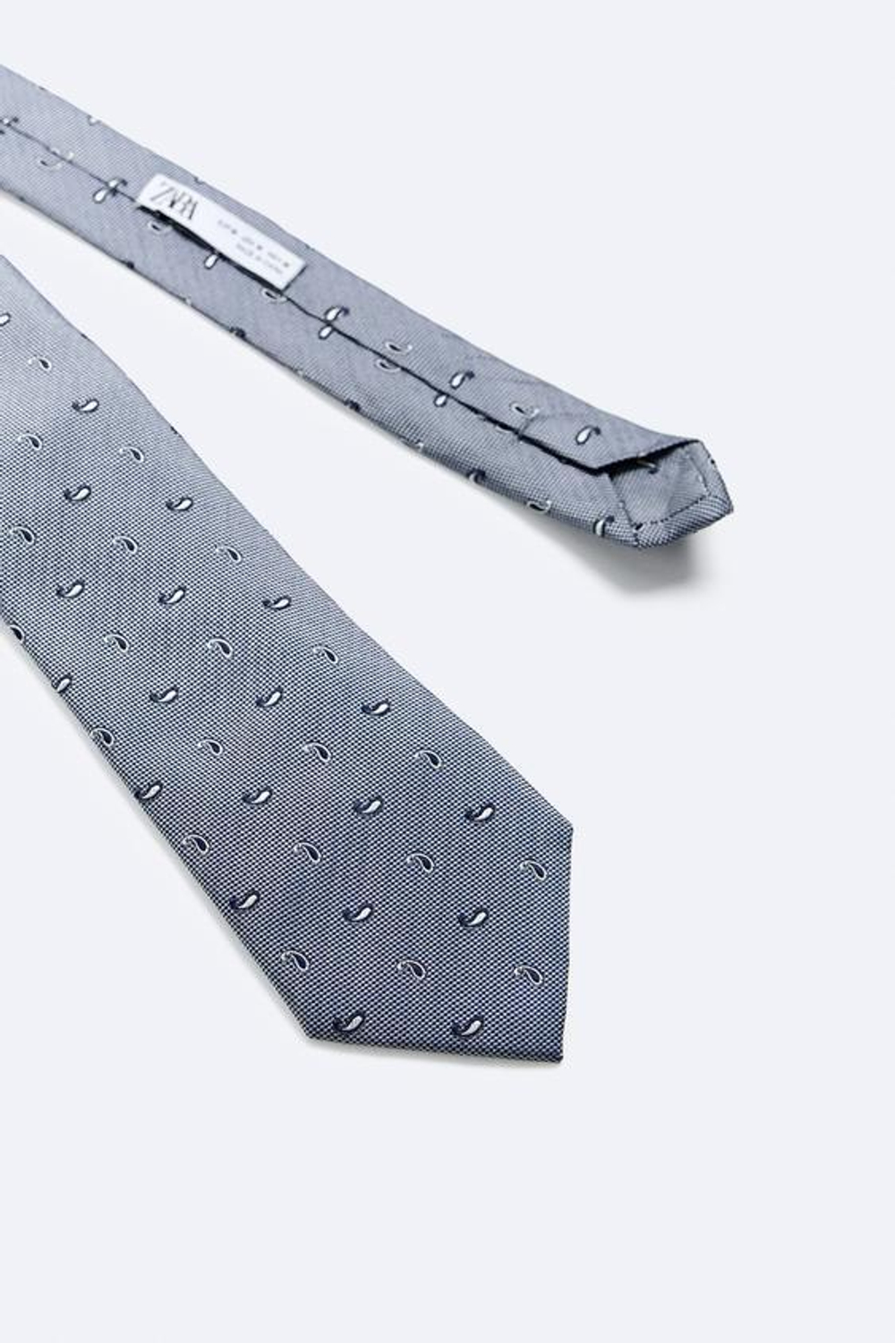 ZARA ГАЛСТУК JACQUARD ИЗ 100% ШЕЛКА С ПРИНТОМ ПЕЙСЛИ, СИНИЙ