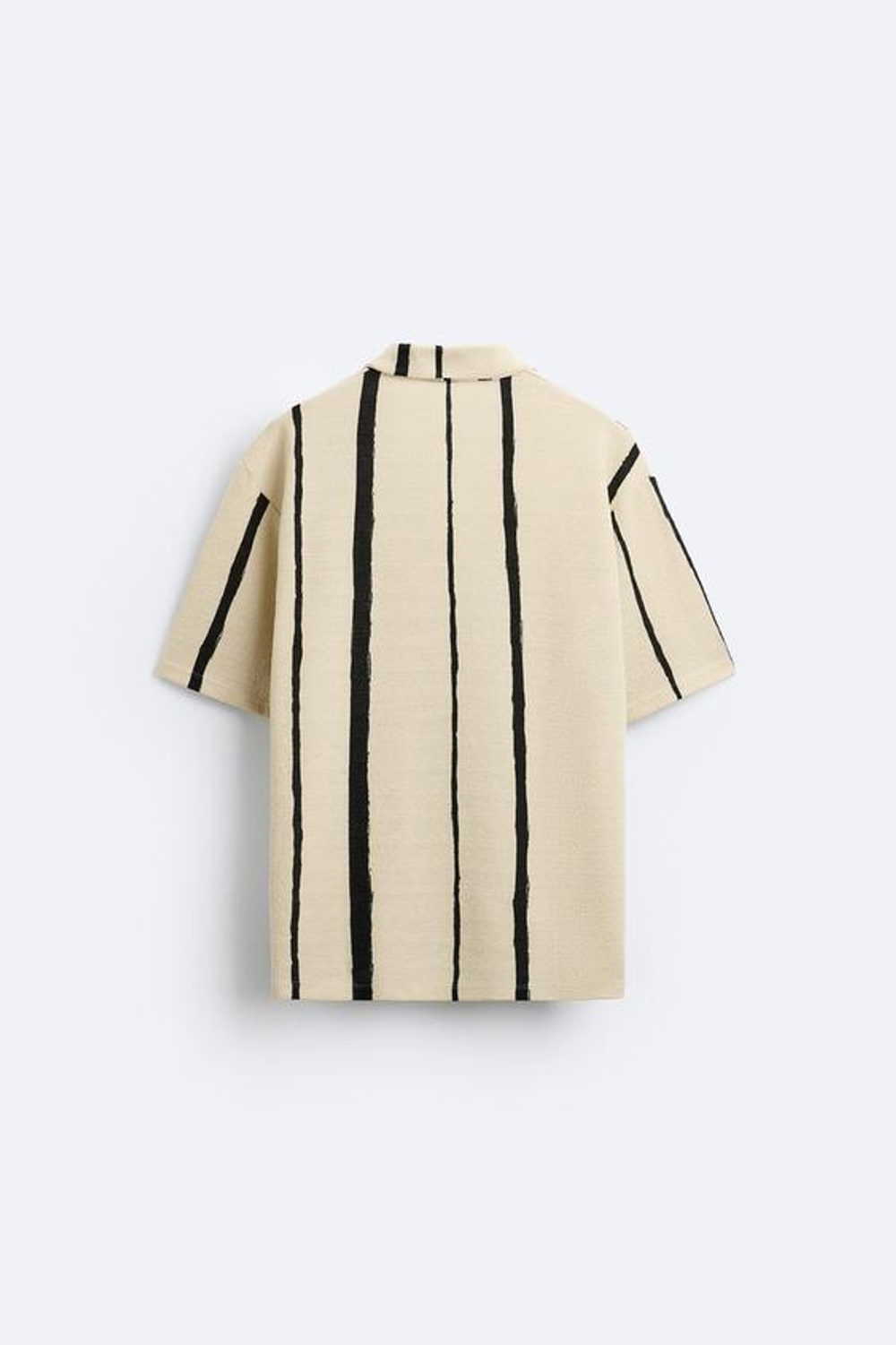 ZARA ПОЛО ИЗ РЕЛЬЕФНОЙ ТКАНИ В ПОЛОСКУ, ЭКРЮ