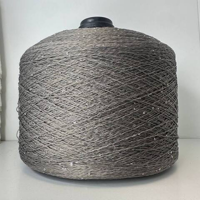 LINETTE PAILLETES - 80% лен, 20% п/а, микропайетки 2мм, ; 450м\100гр; цвет: серый тауп, пайетки серебро