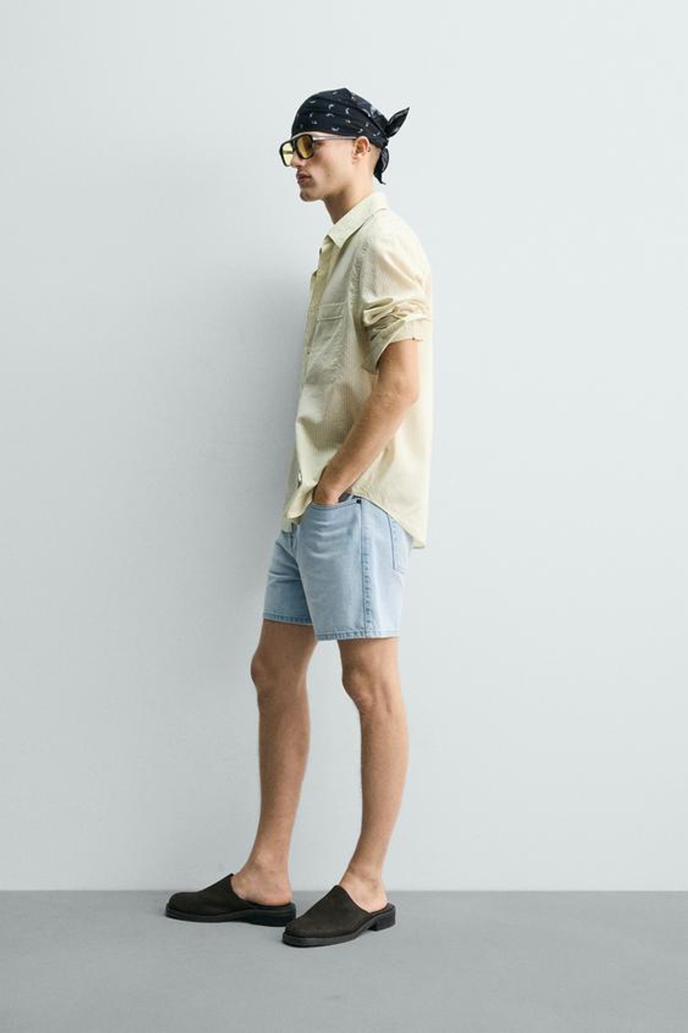 ZARA ДЖИНСОВЫЕ ШОРТЫ RELAXED FIT, ГОЛУБОЙ