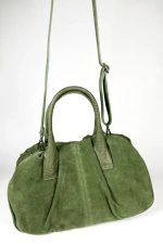 Женская зеленая сумка из натуральной замши