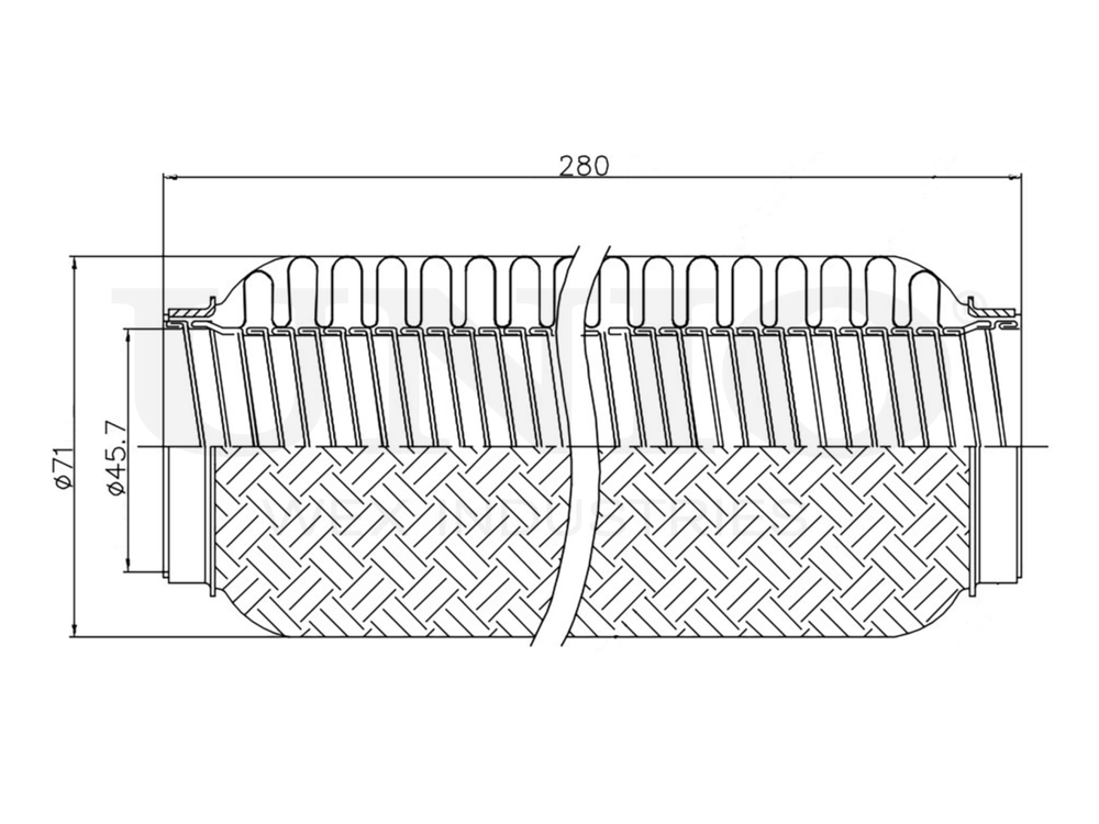 Гофра глушителя 45x280 мм InterLock UNIO EXP-45280L