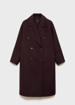 MANGO Шерстяное пальто оверсайз, винный