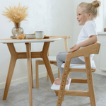 Растущий стул: натуральный дуб, белое сиденье