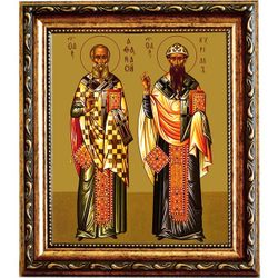Афанасий и Кирилл Александрийские. Икона на холсте.