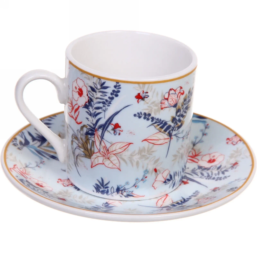 Кофейный набор 12 предметов «Paradise» (6кружек 90мл+6блюдец), голубой