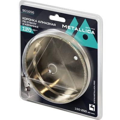 Коронка алмазная METALLICA Optima 120x55 мм по стеклу,плитке,1 шт в блистере   901656