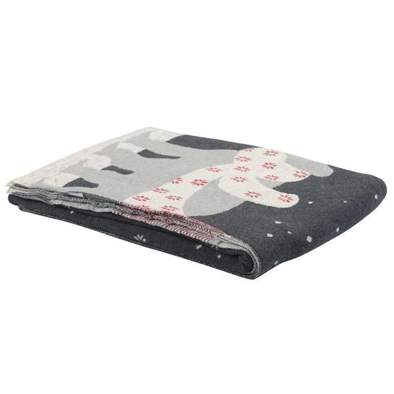Плед из хлопка с новогодним рисунком &quot;Polar Bear&quot;, New Year Essential, 130х180 см