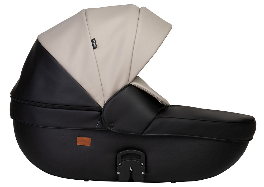Детская коляска Indigo Mio Eco 2 в 1 04 черная кожа+св.бежевая кожа