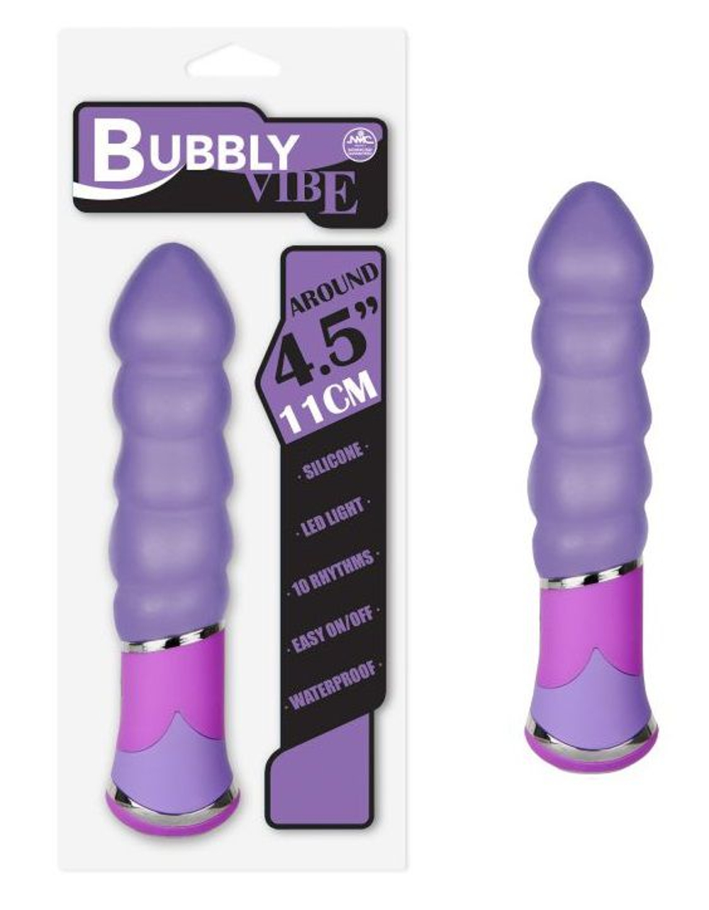 Фиолетовый вибратор с рельефом - 11,4 см. (Цвет: фиолетовый)