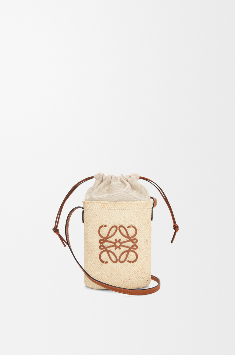 Loewe Сумка из пальмы ирака и телячьей кожи, натуральный/коричневый