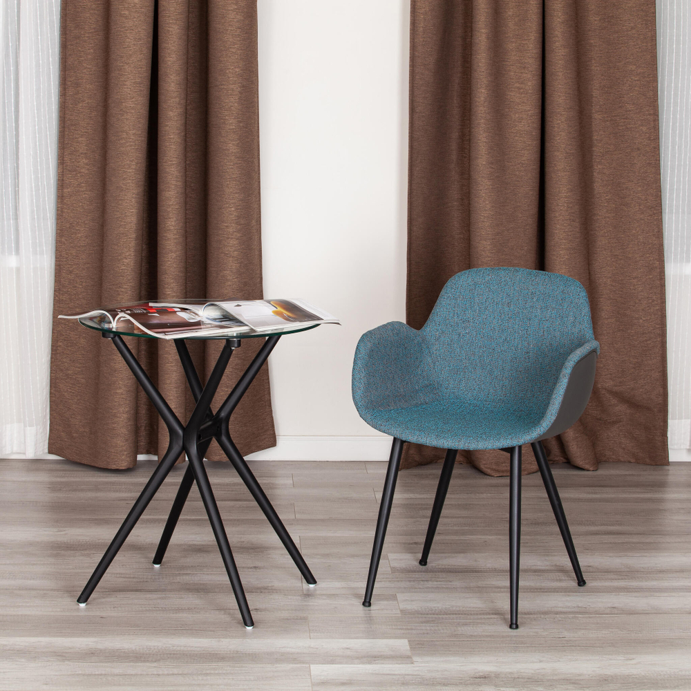 Кресло VALENTINO (mod. PC45-2) металл/экокожа/ткань, 55 х 58 х 81 см, Turquoise (бирюзовый)/Grey (серый)/чёрный (Комплект из 2 шт.)