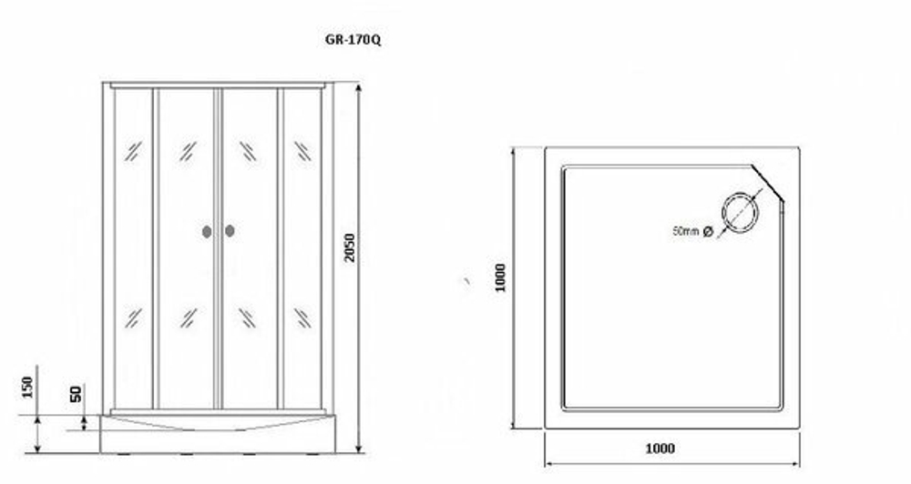 Душевая кабина Grossman Classic GR170QR (100х100х205) дверь распашная,4 места