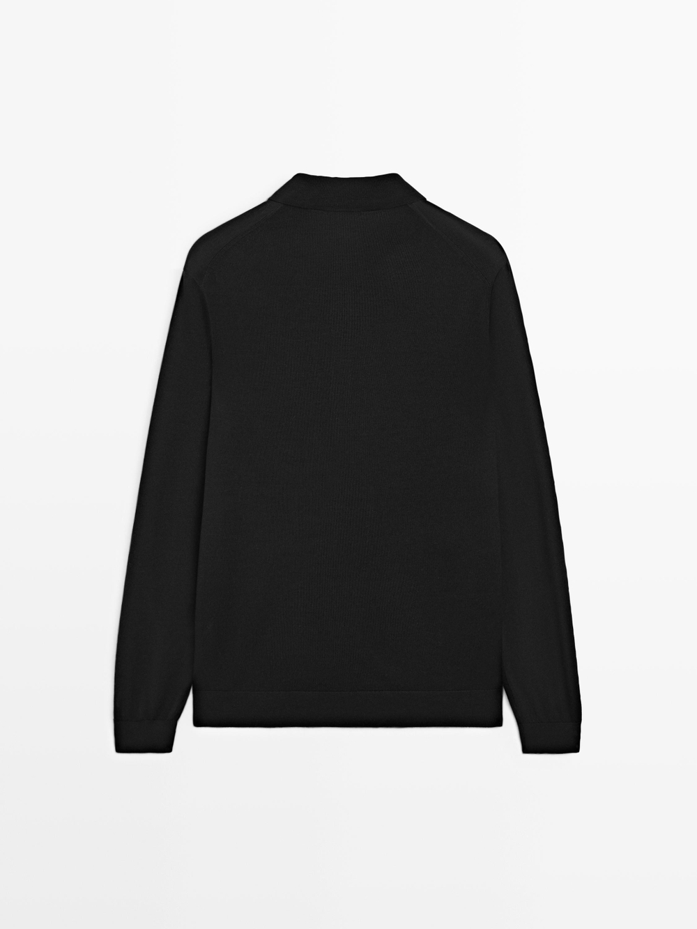 Massimo Dutti Шерстяной свитер с воротником поло, черный