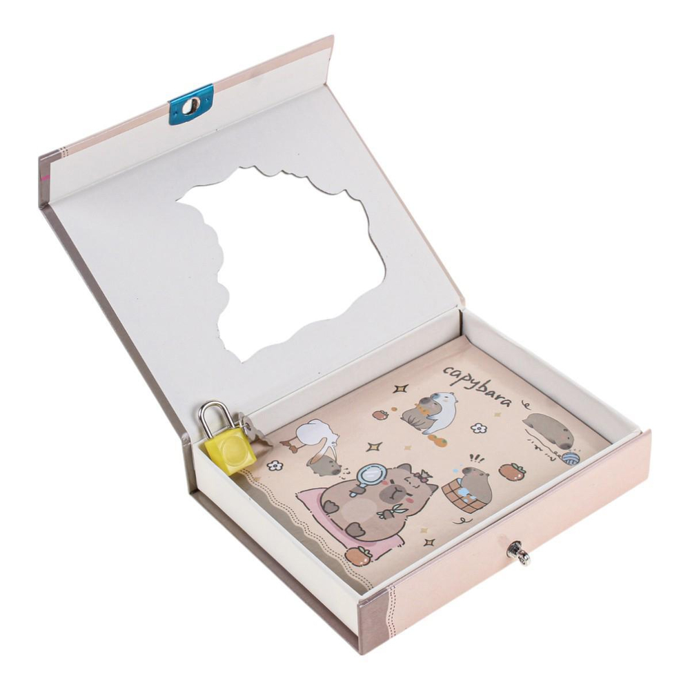 Блокнот "Капибара" в коробке с замком с вырубкой,11,5*14,5 см,48 л.