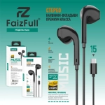 Гарнитура FaizFull FN30, вкладыши, разъем Type-C, кабель 1.2 м