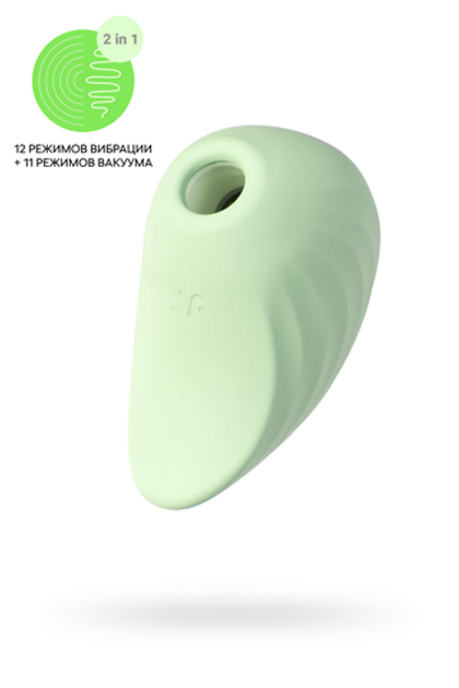 Вакуум-волновой бесконтактный стимулятор клитора Satisfyer Pearl Diver, силикон, мятный, 5 см