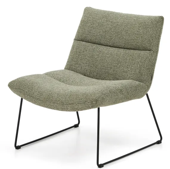 Лаунж-кресло Asen, зеленый шенилл, черные ножки