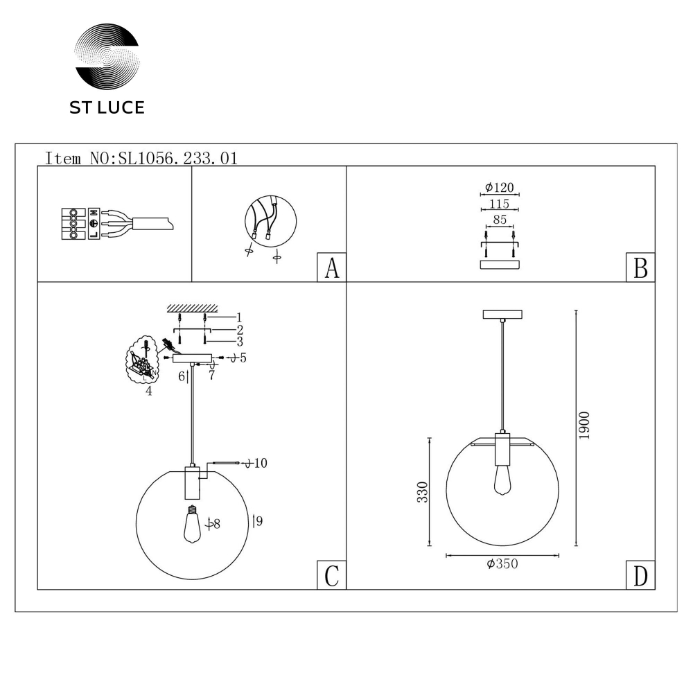 SL1056.233.01 Подвес ST-Luce Золотой/Прозрачный E27 1*60W