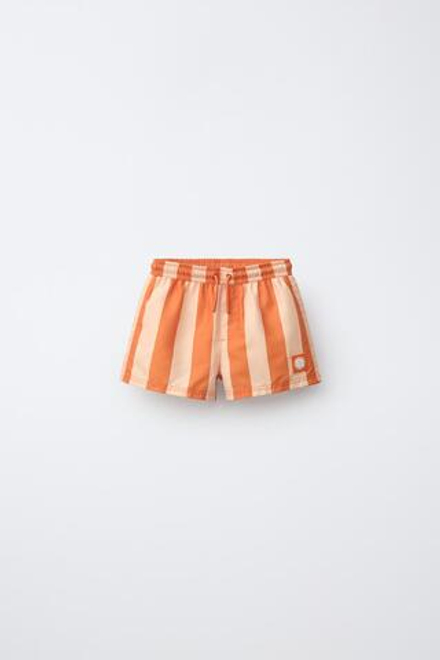 ZARA ПЛАВКИ В ПОЛОСКУ, ОРАНЖЕВЫЙ