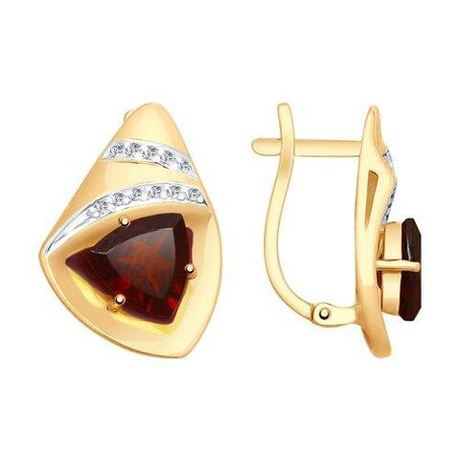 Серьги из золота с гранатами