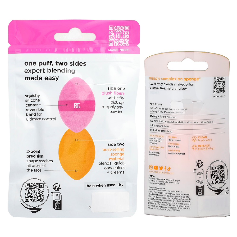 Real Techniques, Miracle 2-в-1 пудра и спонж для лица Miracle Complexion Sponge®, набор из 2 предметов
