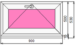 Пластиковое окно 500 х 900 фрамуга (форточка) ТермА Эко