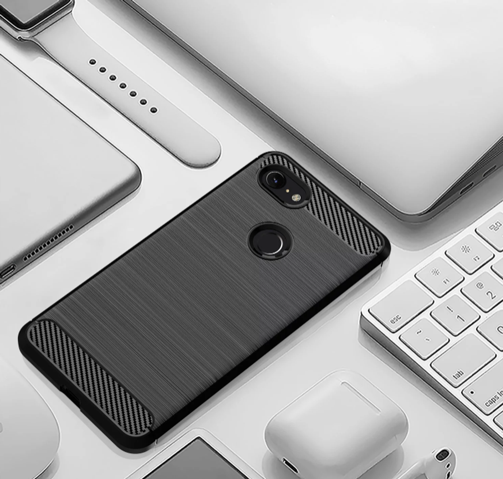 Чехол на Google Pixel 3 цвет Black (черный), серия Carbon от Caseport