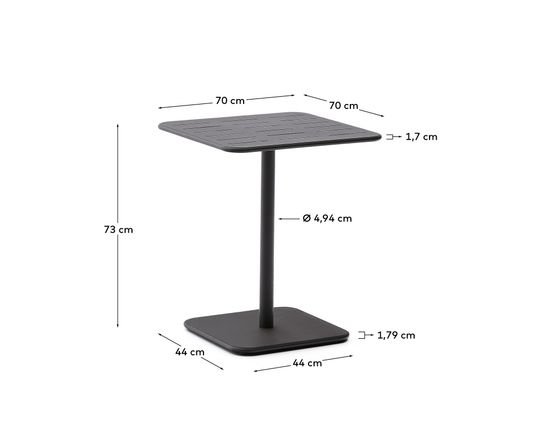 Уличный стол Brai из темно-серой оцинкованной стали 70 x 70 см